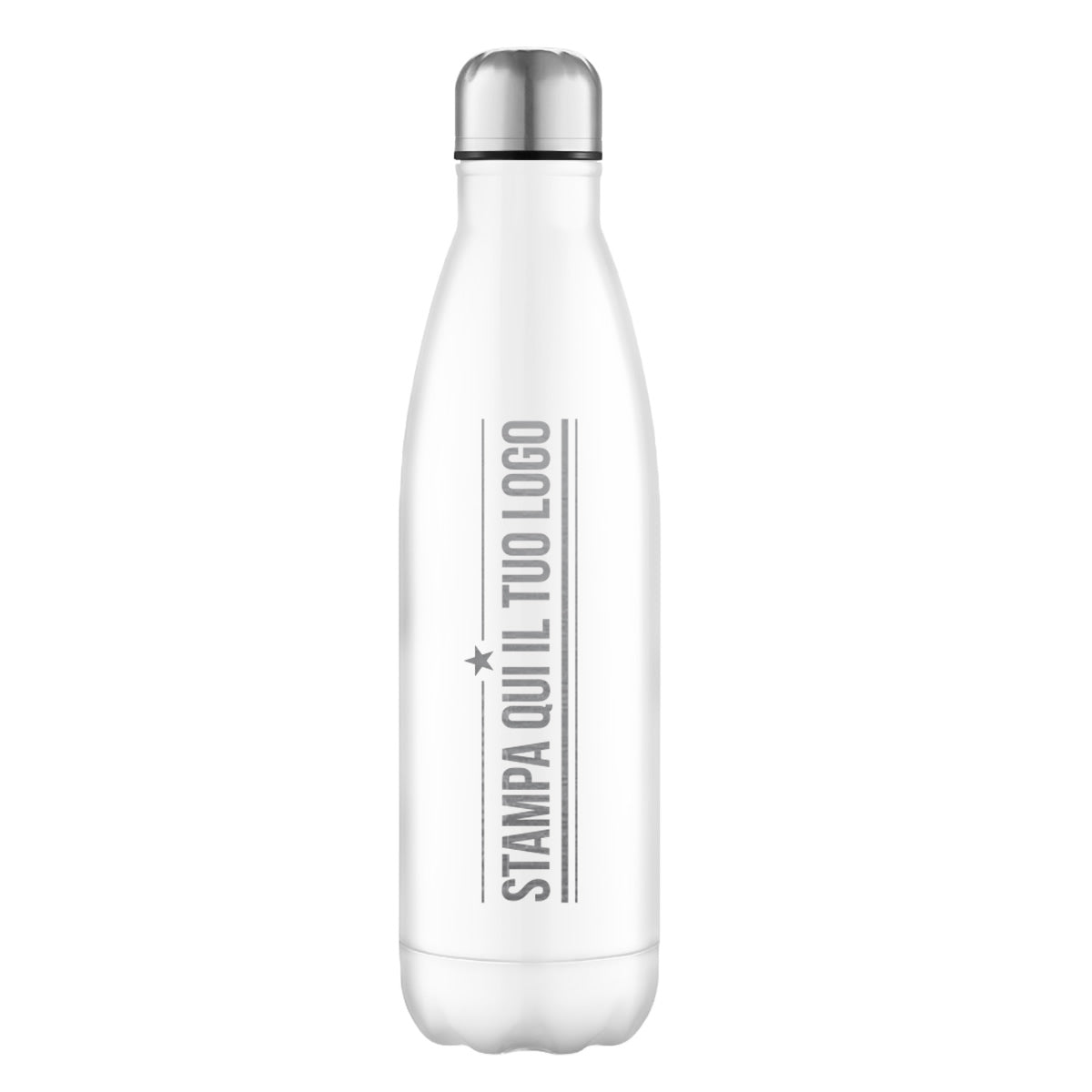 borraccia silver in allumino tappo a scatto 750ml con stampa nome