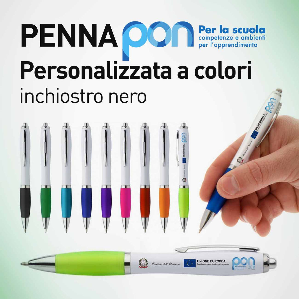 Penne di plastica con stampa a colori minimo 100 pezzi