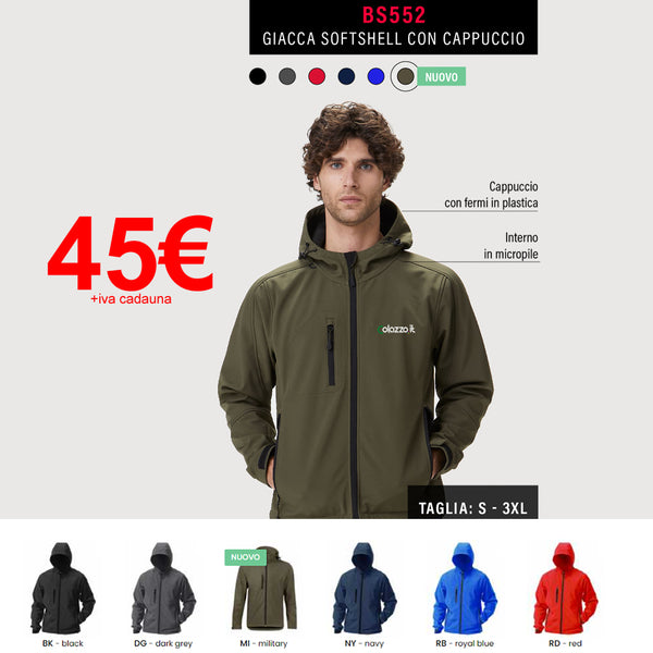 Giacca in Softshell con stampa a colori sul cuore