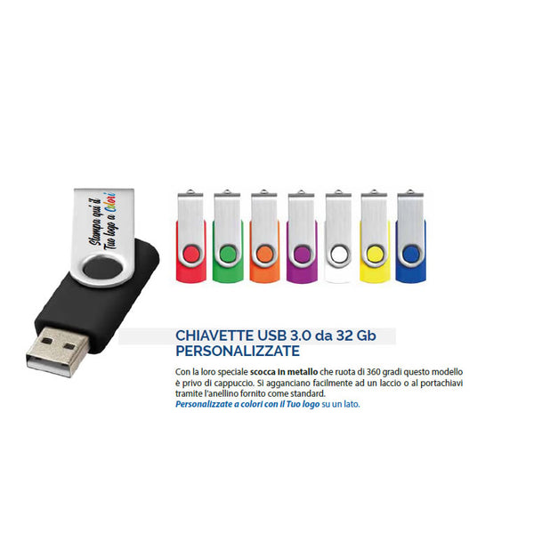 Chiavetta USB 3.0 da 32G personalizzata con stampa a colori