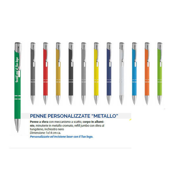 Penna in metallo personalizzate con incisione. Inchiostro Nero. Modello Chrome