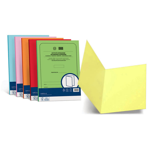 Cartelline Porta Documenti formato 33x48cm Cartoncino colorato 220gr. Cordonate. Per Uffici Scuole Enti Pubblici Aziende