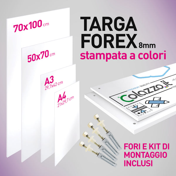 Targhe in Forex bianco 8mm Personalizzate con stampa a colori su PVC Adesivo Pon Scuole Comuni Enti PNRR
