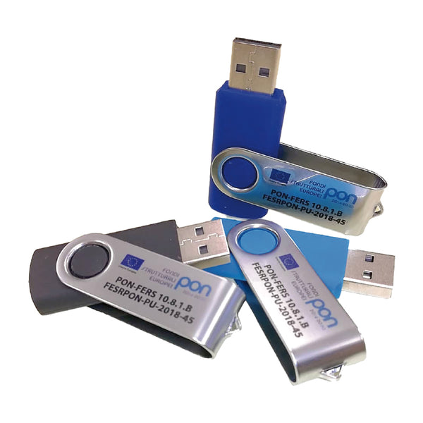 Chiavetta USB 3.0 da 32G / 16G / 8G personalizzata con logo PON o PNRR per Scuole Comuni ed Enti